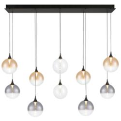 Eurofase Iissa, Chandelier, 10-Light, 47", Matte Black, Mixed Glass