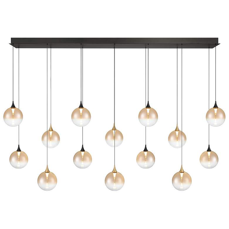 Image 1 Eurofase Iissa, Chandelier, 14-Light, 72", Gold-Black Mix, Amber Glass
