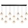 Eurofase Iissa, Chandelier, 14-Light, 72", Gold-Black Mix, Amber Glass