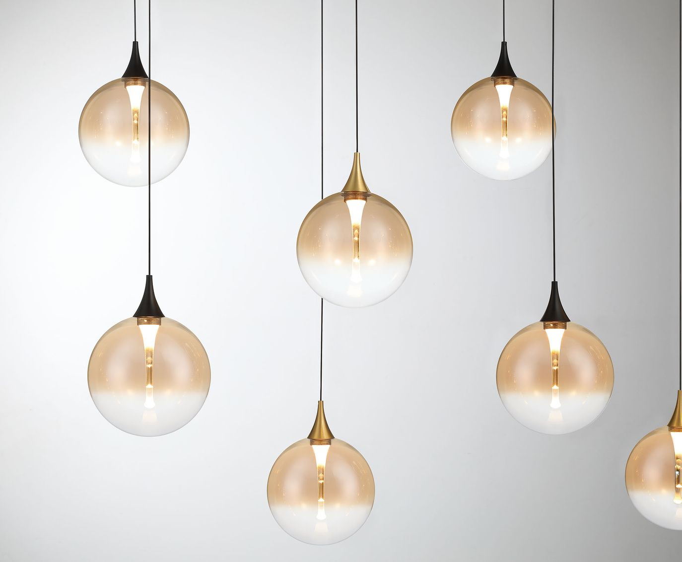 Image 3 Eurofase Iissa, Chandelier, 14-Light, 72", Gold-Black Mix, Amber Glass more views