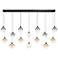 Eurofase Iissa, Chandelier, 14-Light, 72", Matte Black, Mixed Glass