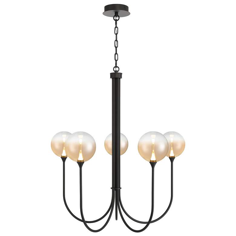 Image 1 Eurofase Iissa, Chandelier, 5-Light, 34", Matte Black, Amber Glass