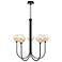 Eurofase Iissa, Chandelier, 5-Light, 34", Matte Black, Amber Glass