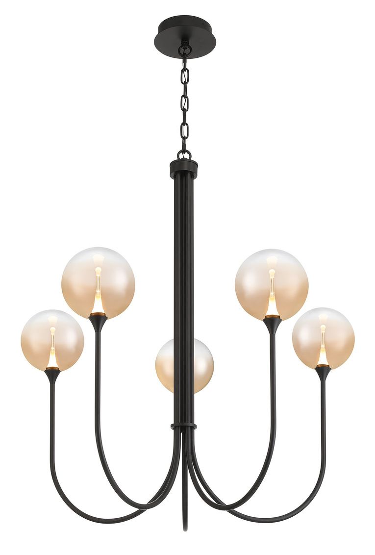 Image 2 Eurofase Iissa, Chandelier, 5-Light, 34", Matte Black, Amber Glass more views