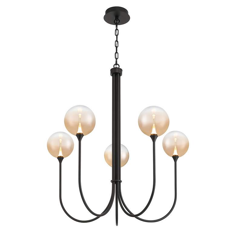 Image 2 Eurofase Iissa, Chandelier, 5-Light, 34", Matte Black, Amber Glass more views