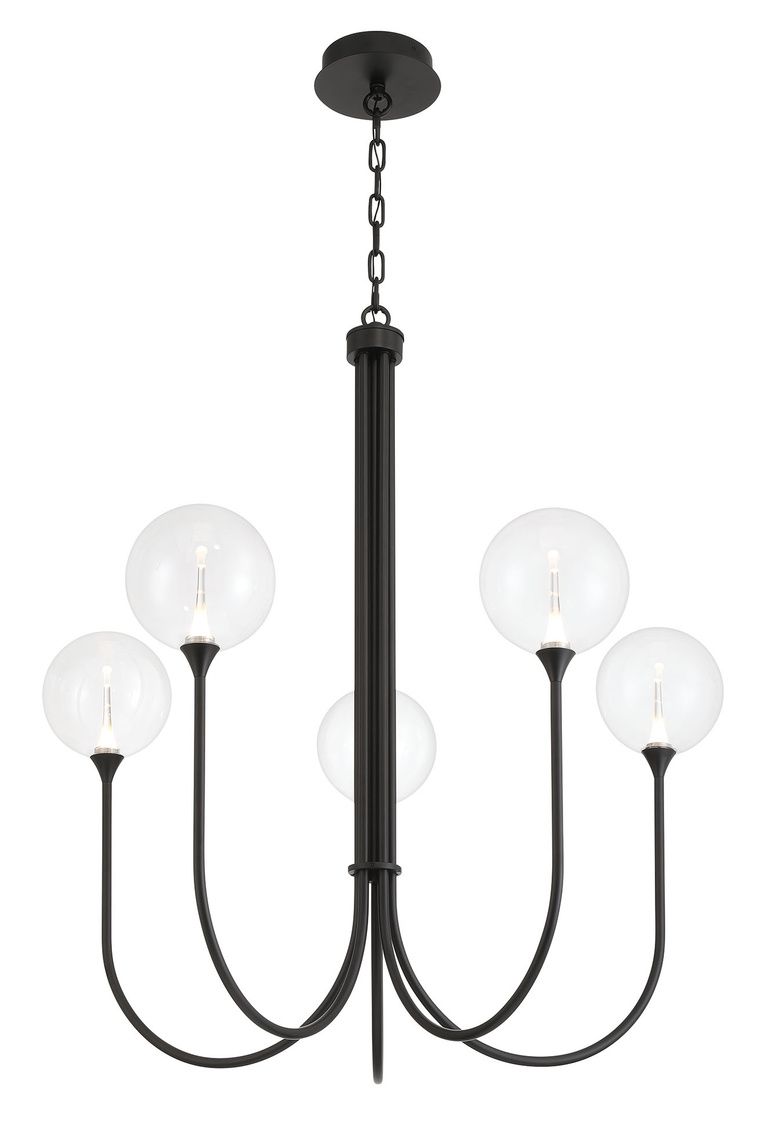 Image 2 Eurofase Iissa, Chandelier, 5-Light, 34", Matte Black, Clear Glass more views