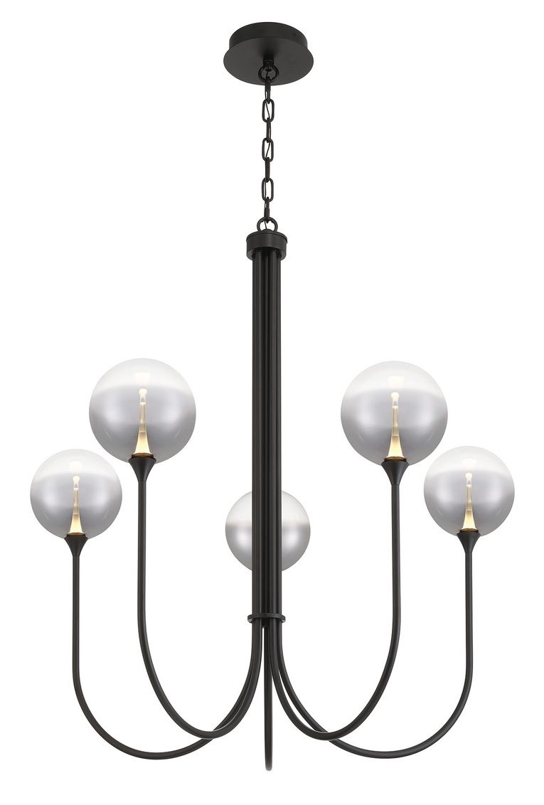 Image 2 Eurofase Iissa, Chandelier, 5-Light, 34", Matte Black, Smoked Glass more views