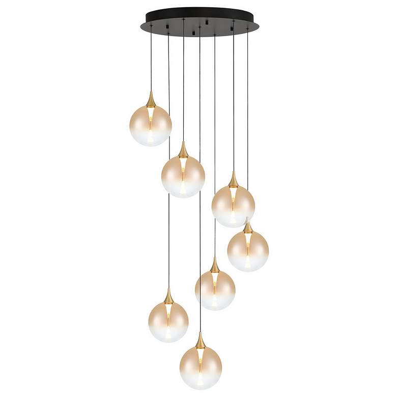 Image 1 Eurofase Iissa, Chandelier, 7-Light, 21", Gold, Amber Glass