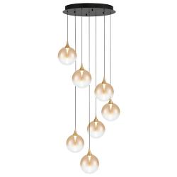 Eurofase Iissa, Chandelier, 7-Light, 21", Gold, Amber Glass