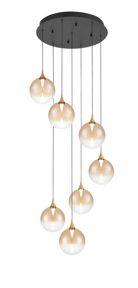 Image 2 Eurofase Iissa, Chandelier, 7-Light, 21", Gold, Amber Glass more views