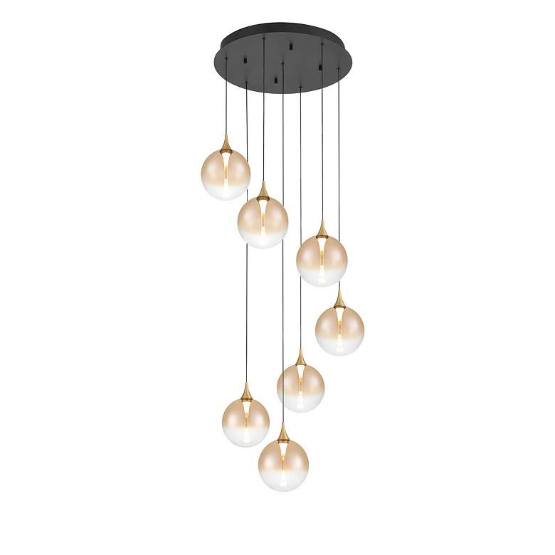 Image 2 Eurofase Iissa, Chandelier, 7-Light, 21", Gold, Amber Glass more views