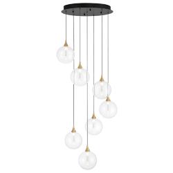 Eurofase Iissa, Chandelier, 7-Light, 21", Gold, Clear Glass