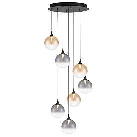 Image1 of Eurofase Iissa, Chandelier, 7-Light, 21", Matte Black, Mixed Glass