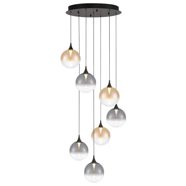 Image 1 Eurofase Iissa, Chandelier, 7-Light, 21", Matte Black, Mixed Glass