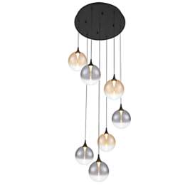 Image2 of Eurofase Iissa, Chandelier, 7-Light, 21", Matte Black, Mixed Glass more views