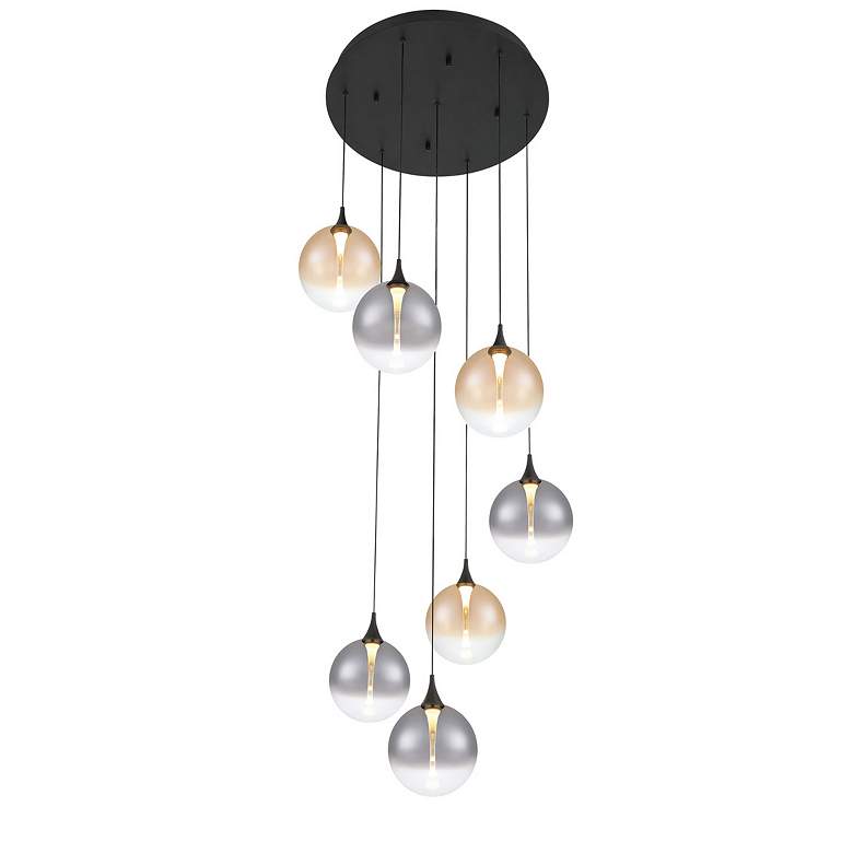 Image 2 Eurofase Iissa, Chandelier, 7-Light, 21", Matte Black, Mixed Glass more views