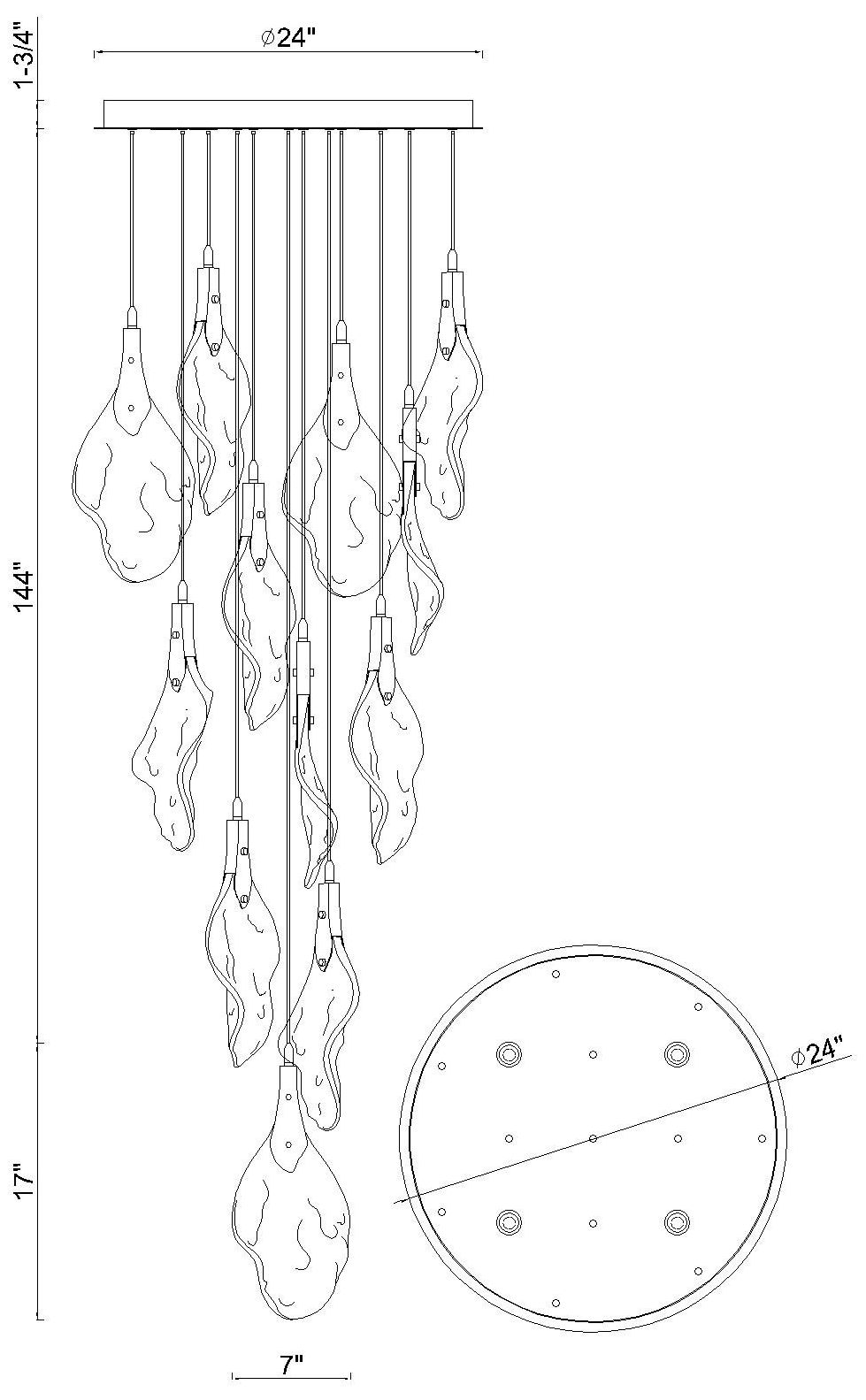 Image 3 Eurofase Jateo 16-Light 24" Gold Integrated LED Multi Drop Chandelier more views