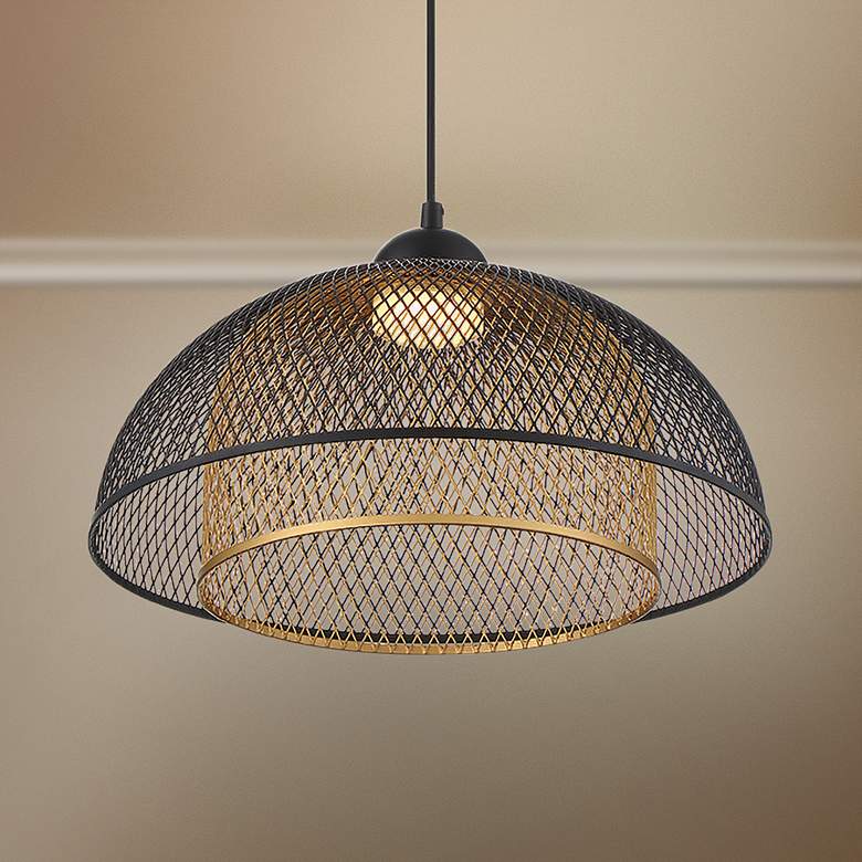 Image 1 Eurofase Kenmore 16 inch Wide Black and Gold Dome Modern LED Pendant Light