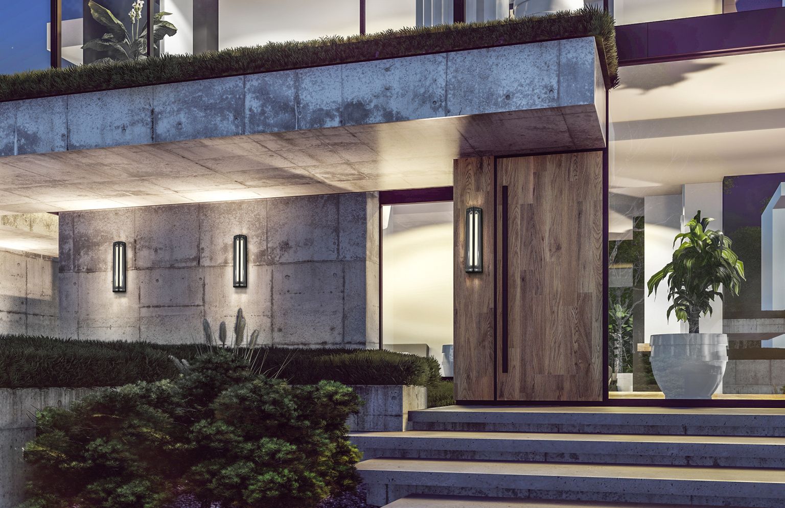 Image 2 Eurofase Langferd 24 inch Outdoor LED Wall Light, Black/Clear more views