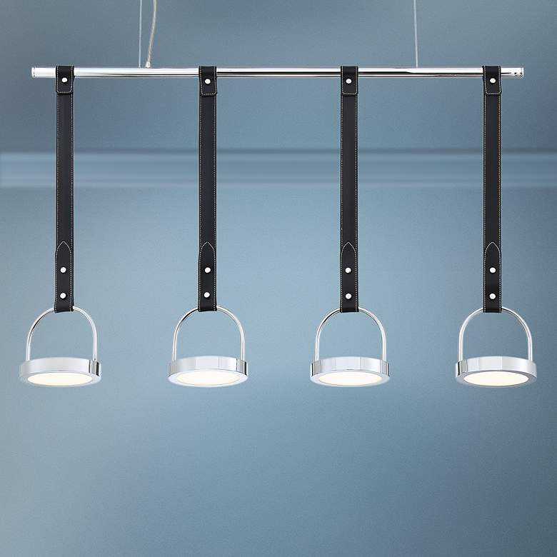 Image 1 Eurofase Lappin 39"W Chrome LED Kitchen Island Light Pendant