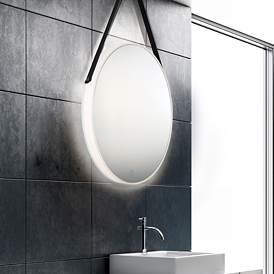 Image1 of Eurofase Leather Strap 23 3/4" Round LED Edgelit Wall Mirror
