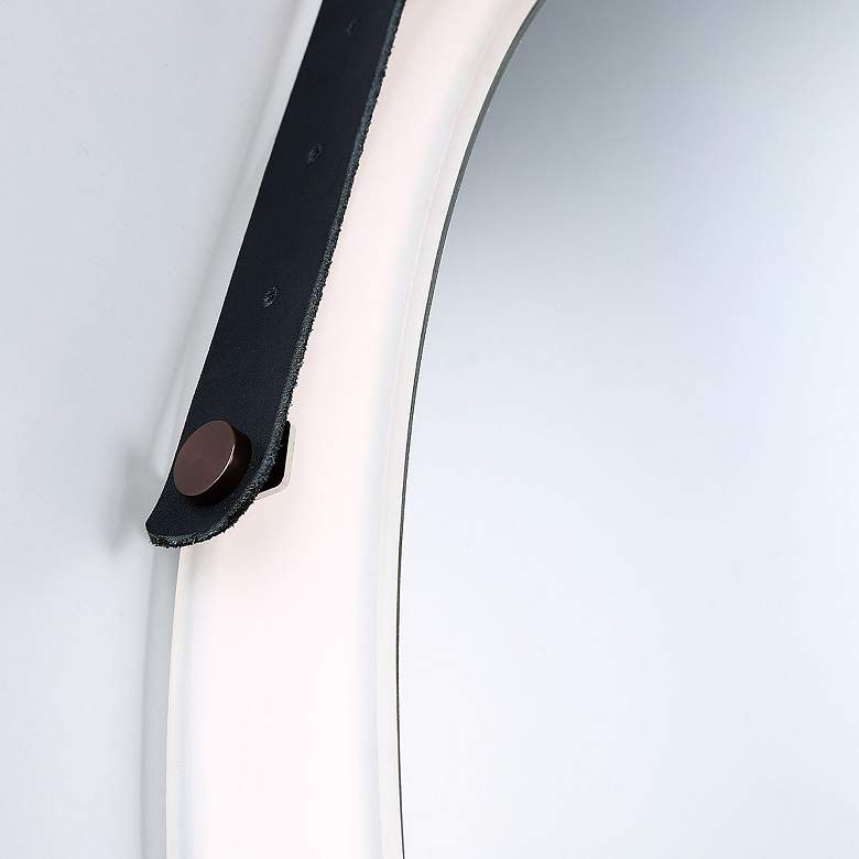 Image 7 Eurofase Leather Strap 23 3/4 inch Round LED Edgelit Wall Mirror more views