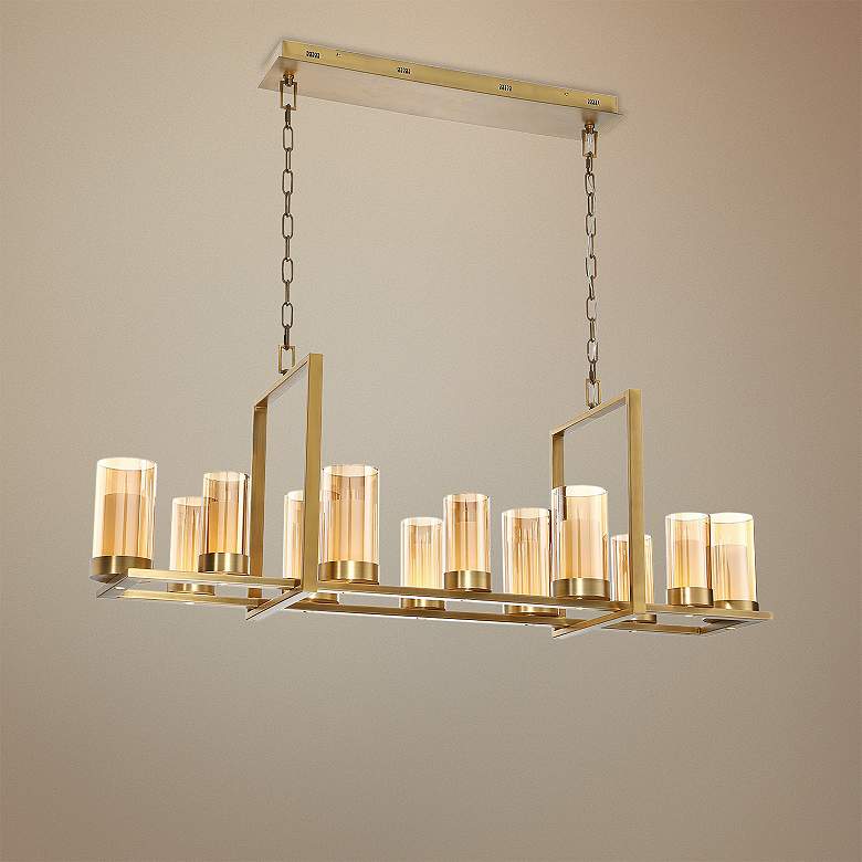 Image 1 Eurofase Londra 49 1/2"W Brass LED Rectangular Chandelier