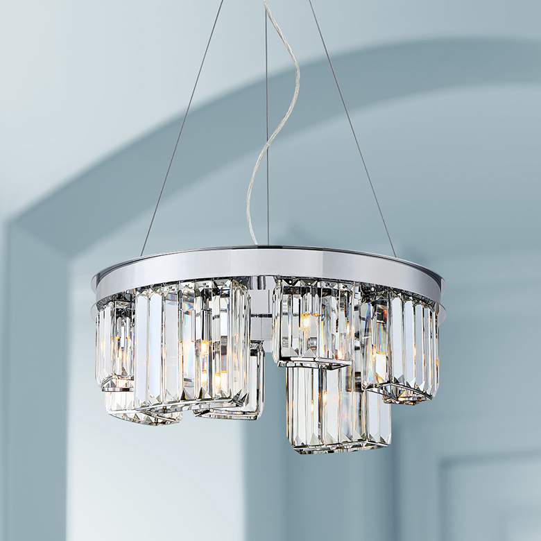 Image 1 Eurofase Lumino 18 3/4 inchW Chrome 8-Light Crystal Chandelier