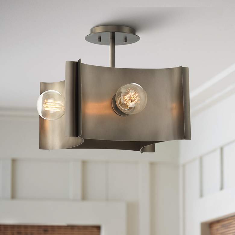 Image 1 Eurofase Metallo 17" Wide Vintage Nickel 4-Light Ceiling Light