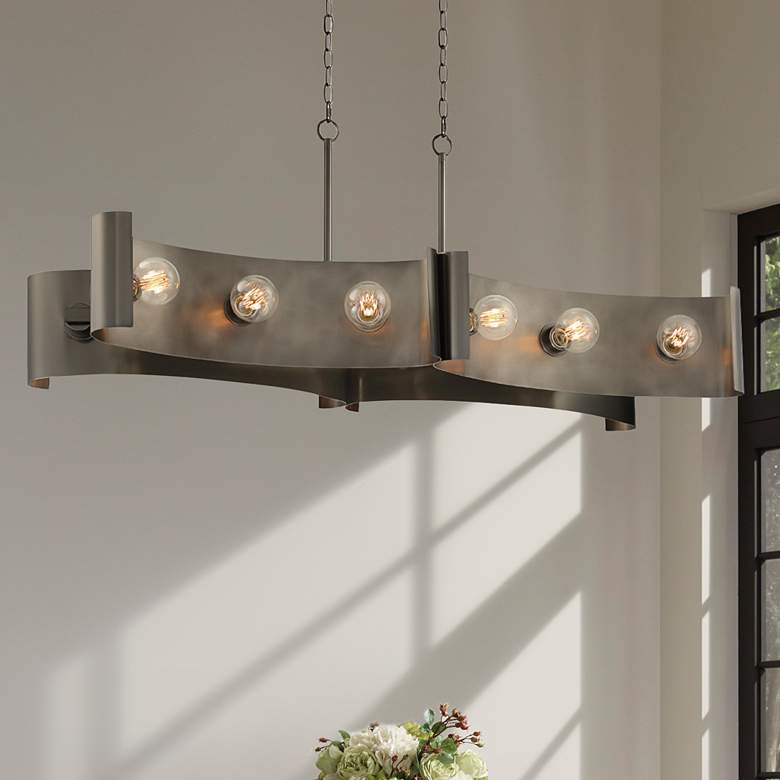 Image 1 Eurofase Metallo 48"W Vintage Nickel 12-Light Island Pendant