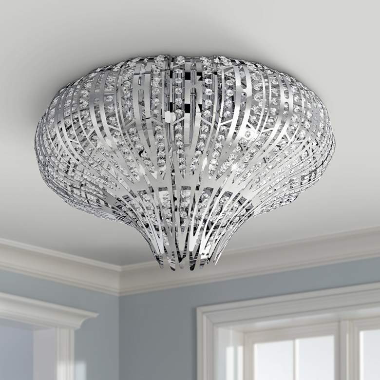 Image 1 Eurofase Monica 27 inch Round Chrome Globe Ceiling Light