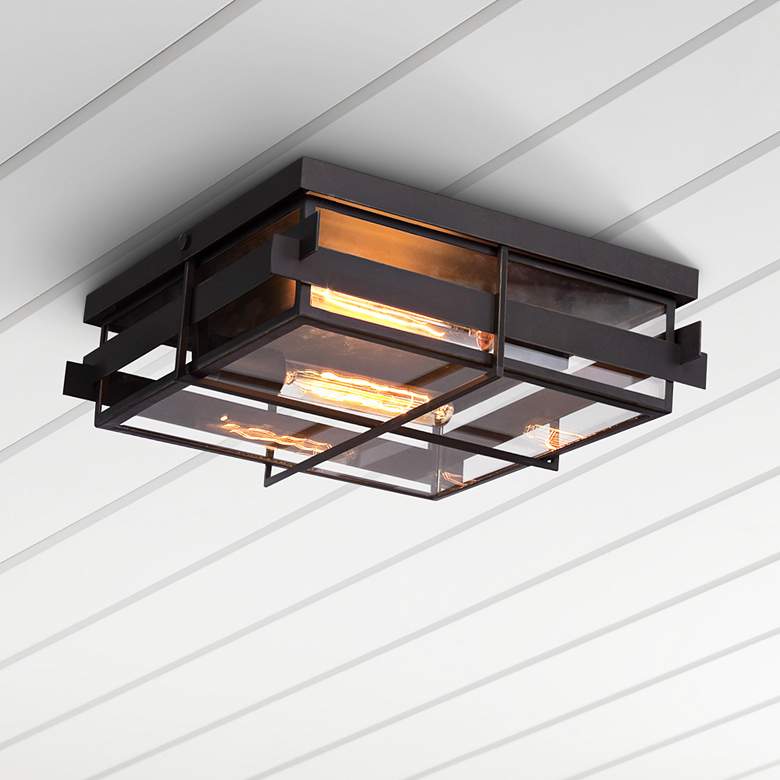 Image 1 Eurofase Muller 14 inch Square Bronze Outdoor Ceiling Light