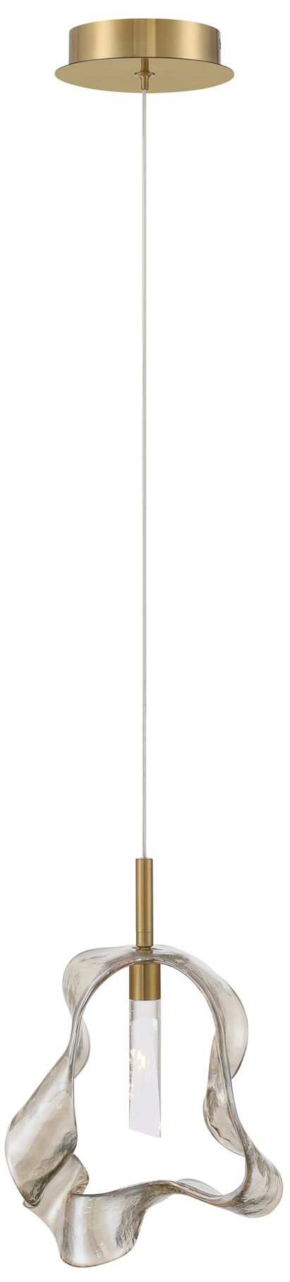 Eurofase Norah 13" Modern LED Pendant in Gold with Amber Glass
