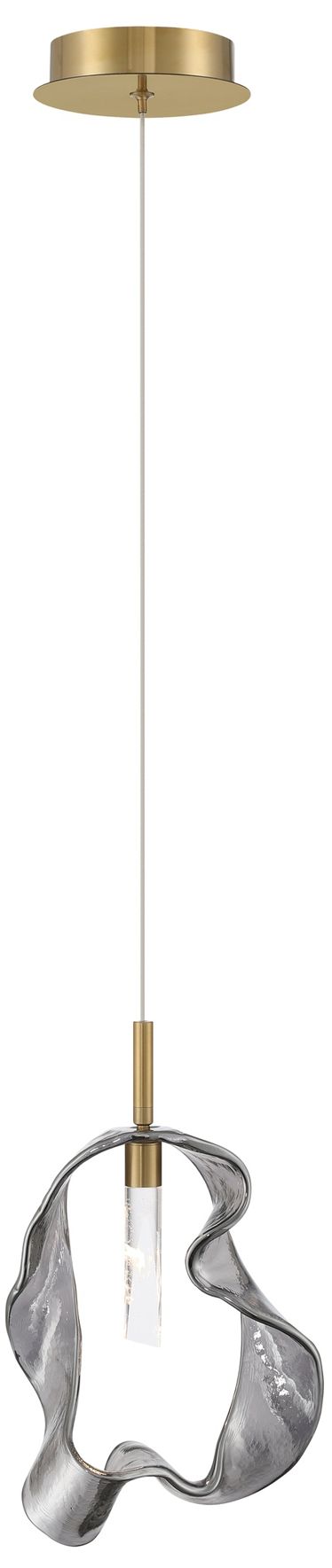 Eurofase Norah 13" Modern LED Pendant in Gold with Smoked Glass