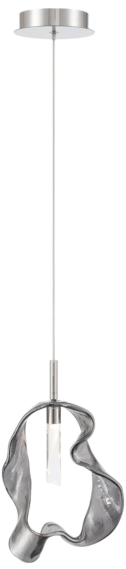 Eurofase Norah 13" Modern LED Pendant in Polished Nickel w/ Smoked Glass