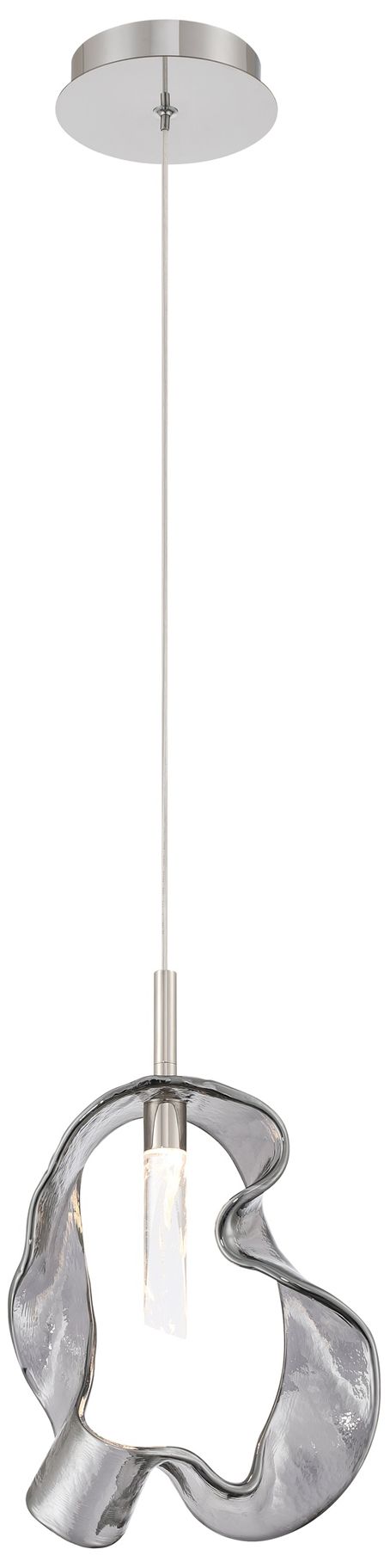 Image 2 Eurofase Norah 13" Modern LED Pendant in Polished Nickel w/ Smoked Glass more views