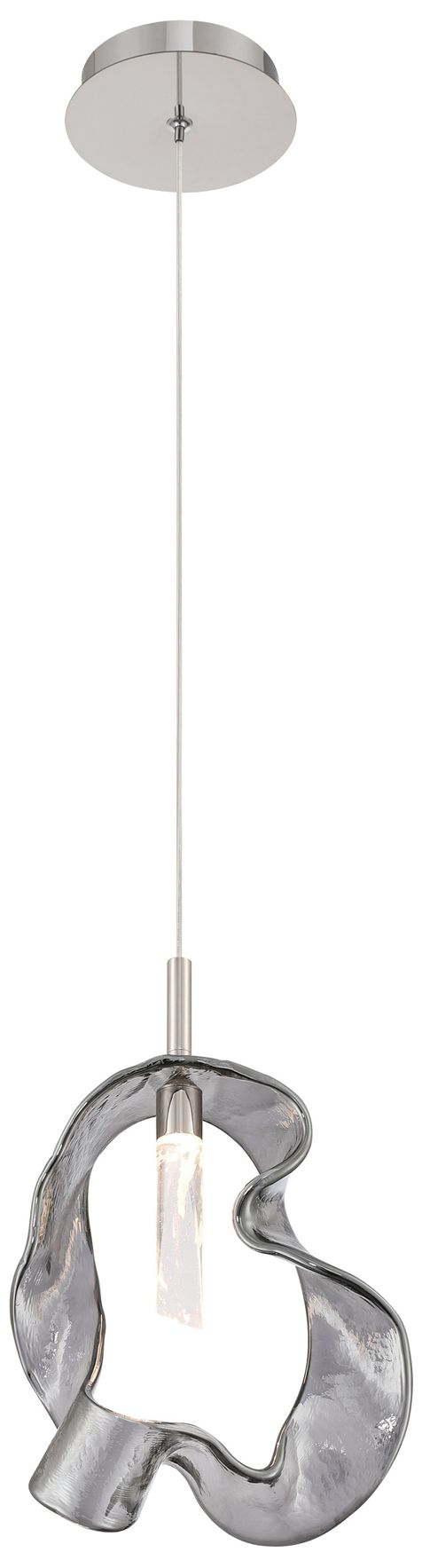Image 3 Eurofase Norah 13" Modern LED Pendant in Polished Nickel w/ Smoked Glass more views