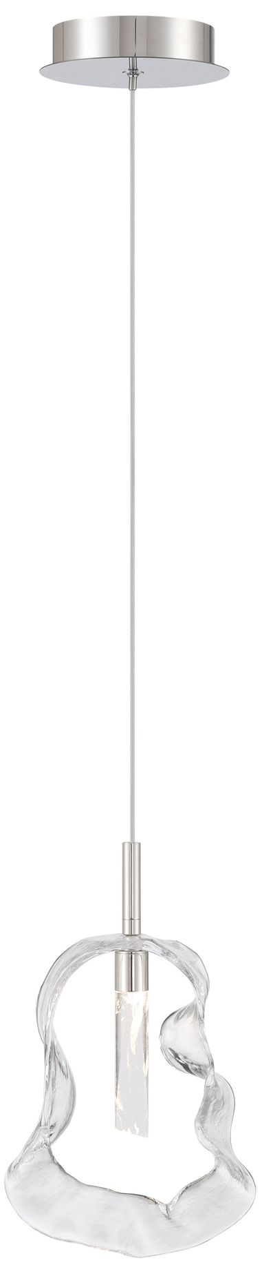 Eurofase Norah 13" Modern LED Pendant in Polished Nickel with Clear Glass