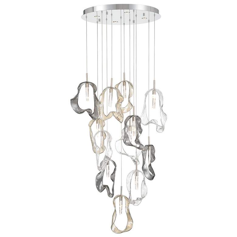 Image 1 Eurofase Norah, Chandelier, 12-Light, 24", Polished Nickel, Mixed Glass