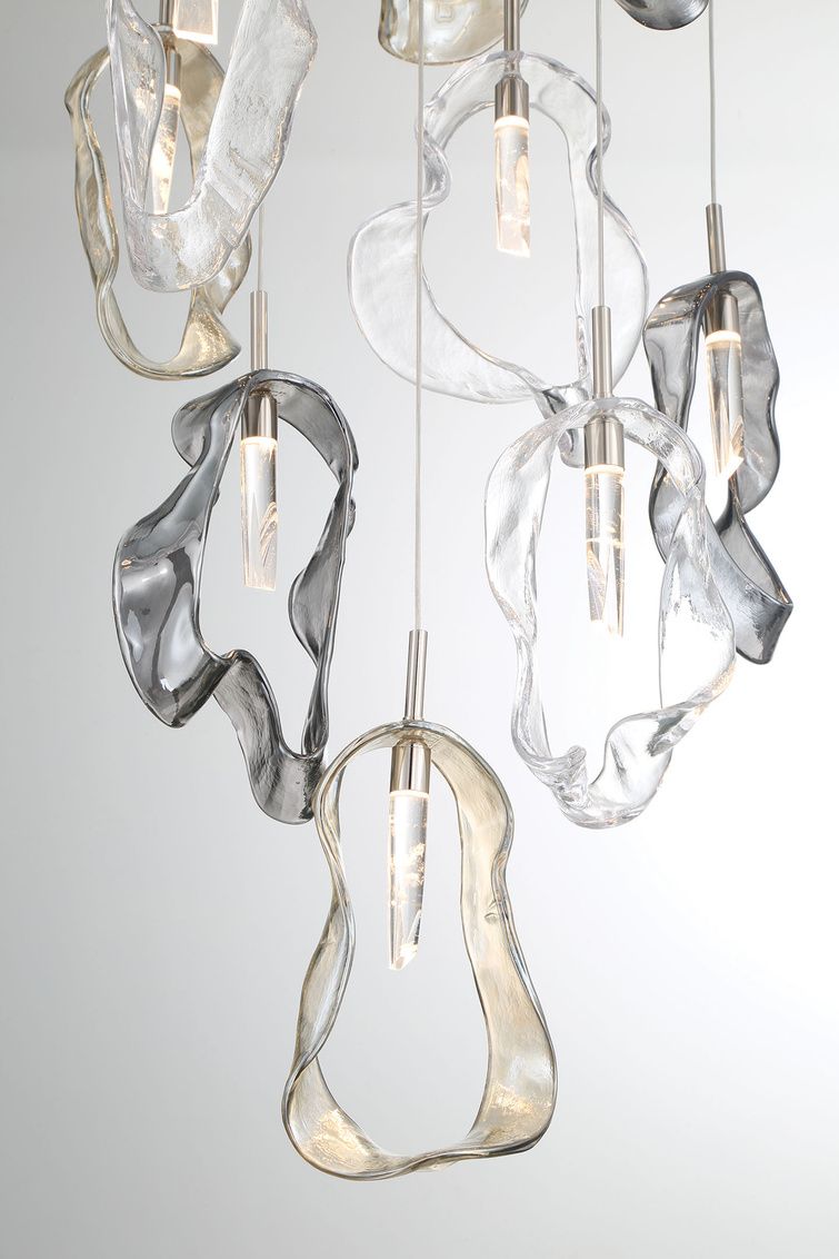 Image 2 Eurofase Norah, Chandelier, 12-Light, 24", Polished Nickel, Mixed Glass more views