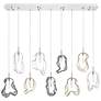 1_Eurofase Norah, Chandelier, 9-Light, 51", Polished Nickel, Mixed Glass