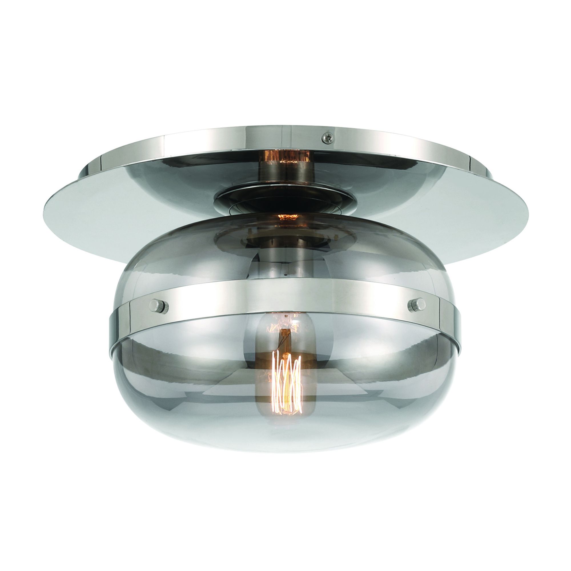 Image 2 Eurofase Nottingham 10" Nickel and Smoked Glass Modern Ceiling Light more views