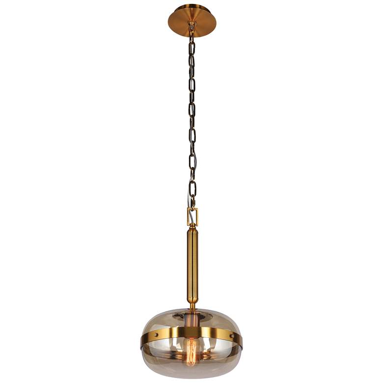 Image 2 Eurofase Nottingham 10 inch Wide Amber Glass Mini Pendant Light