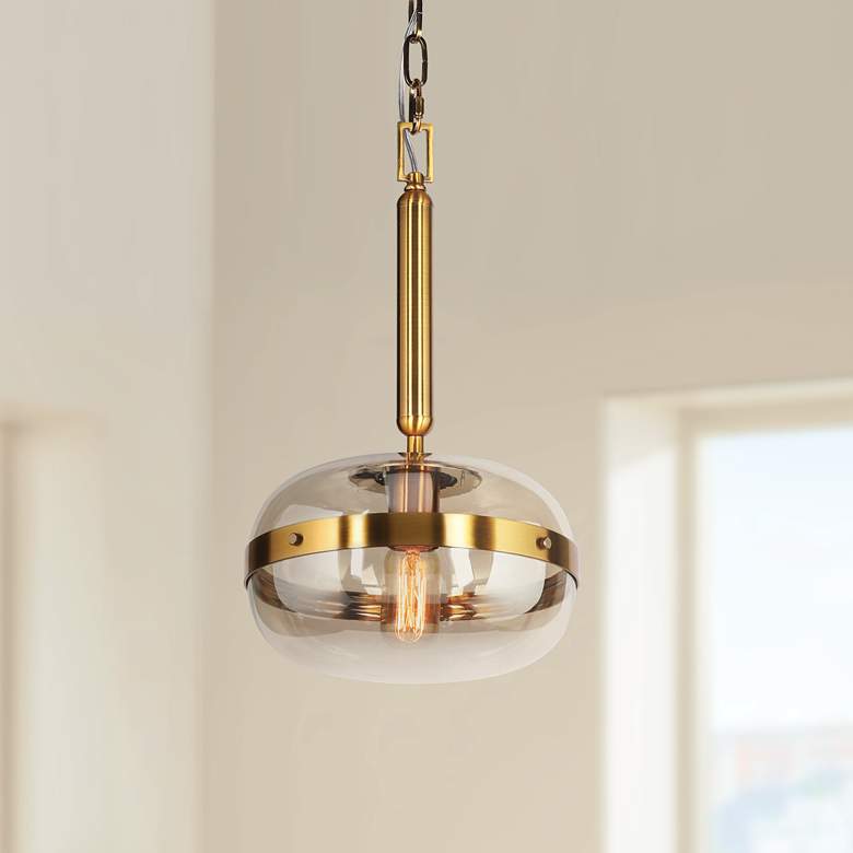 Image 1 Eurofase Nottingham 10" Wide Amber Glass Mini Pendant Light