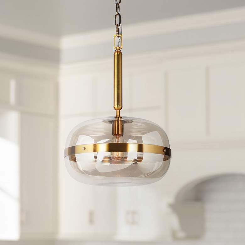 Image 1 Eurofase Nottingham 13 3/4" Wide Amber Glass Pendant Light