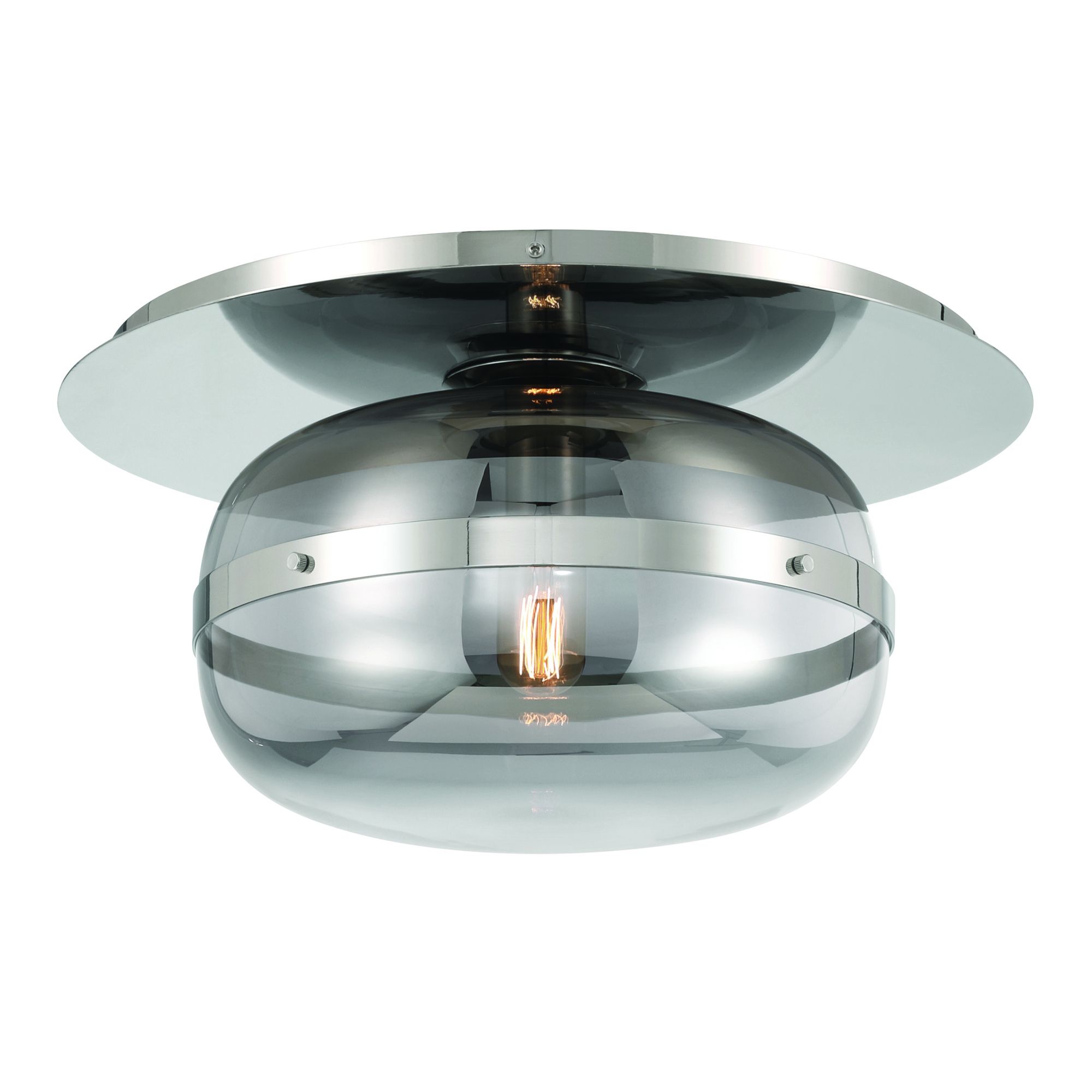 Image 2 Eurofase Nottingham 14" Nickel and Smoked Glass Modern Ceiling Light more views