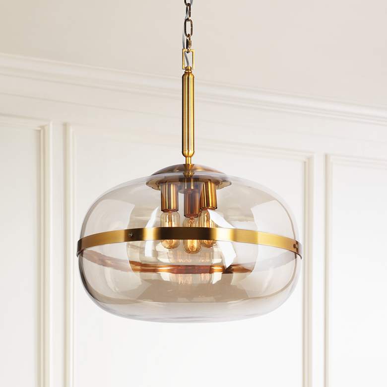 Image 1 Eurofase Nottingham 19 3/4" Wide Amber Glass Pendant Light