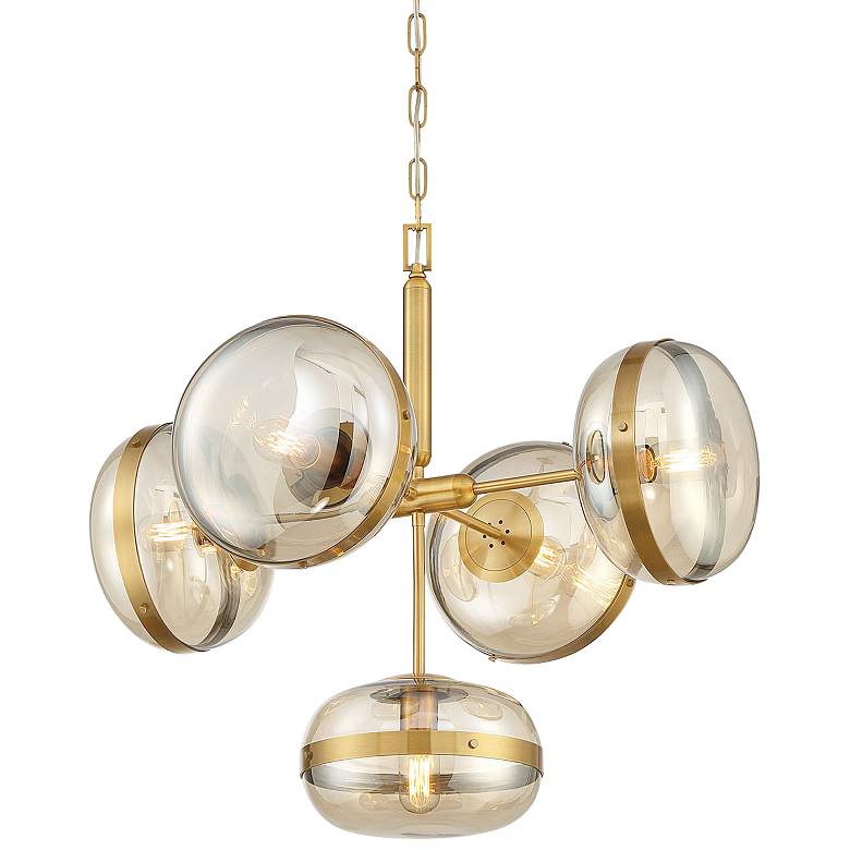Image 2 Eurofase Nottingham 28"W Antique Brass 5-Light Chandelier