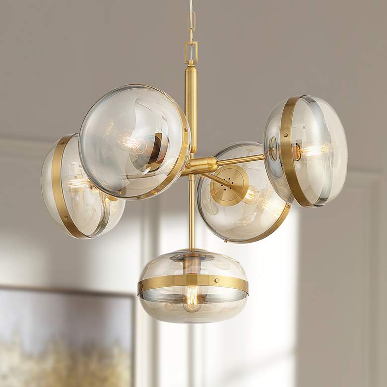 Image 1 Eurofase Nottingham 28"W Antique Brass 5-Light Chandelier