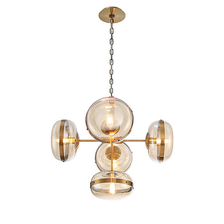 Image 7 Eurofase Nottingham 28"W Antique Brass 5-Light Chandelier more views